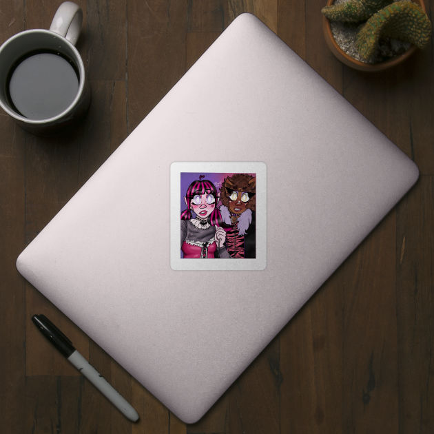 Draculaura and Clawdeen taking a picture by Shard Art